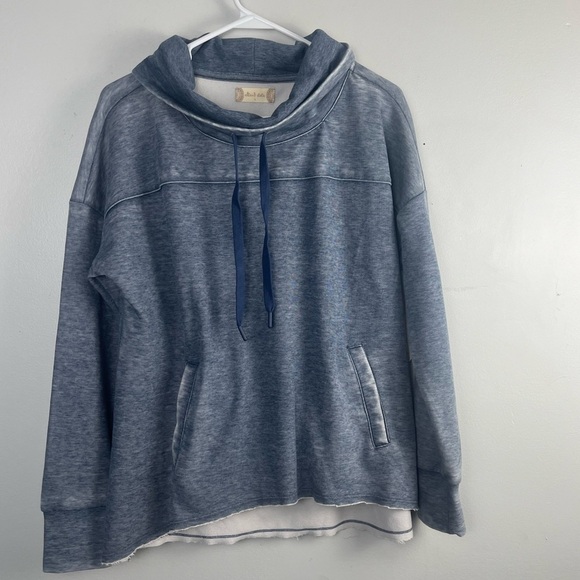 NWT Altard State Cropped Cowl Neck Hoodie Sweatshirt raw hem size large - Picture 1 of 3